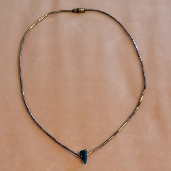Rare vintage genuine turquoise gemstone nugget liquid silver choker. - Picture 6 of 7